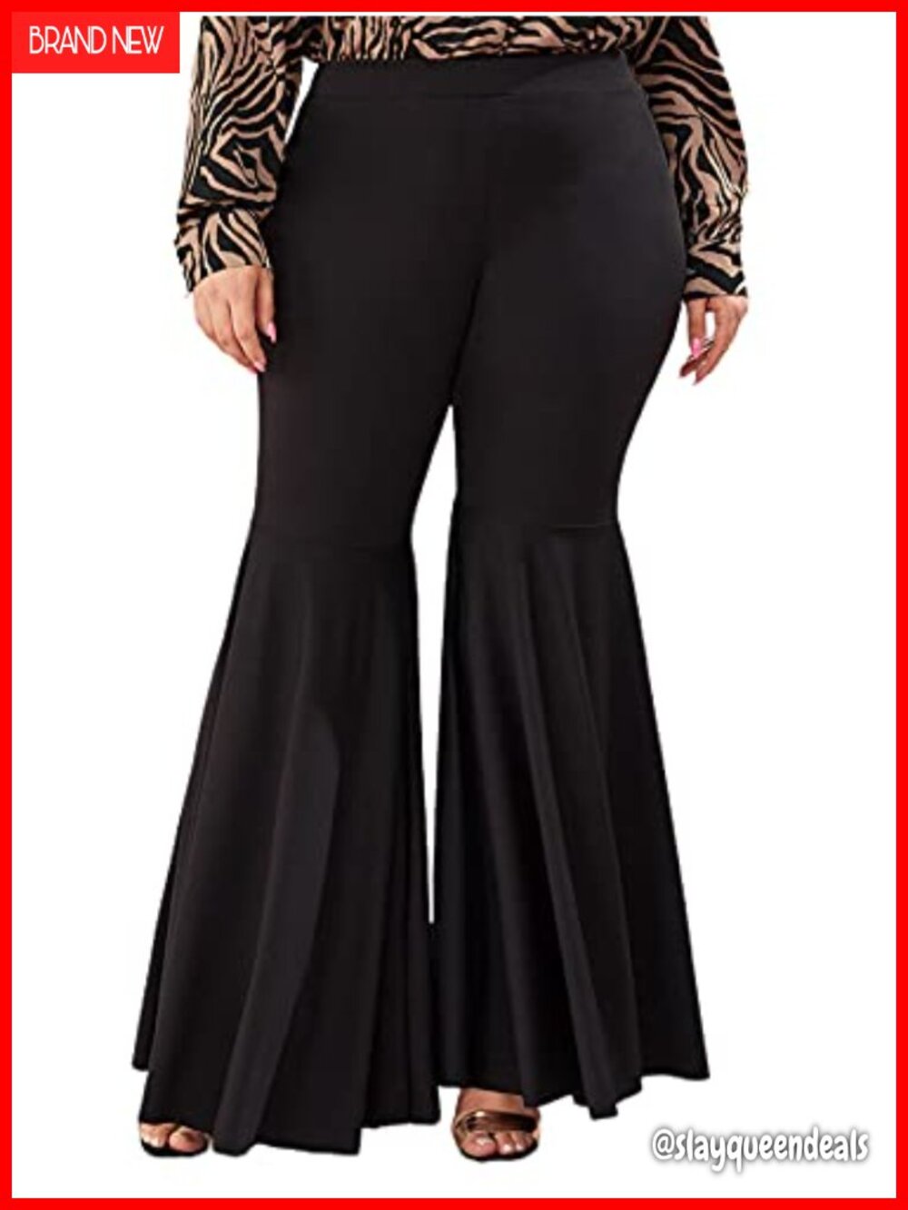 Plus Size Flare Leg Palazzo Bell Bottom Pants – Party Club High Rise Pull On